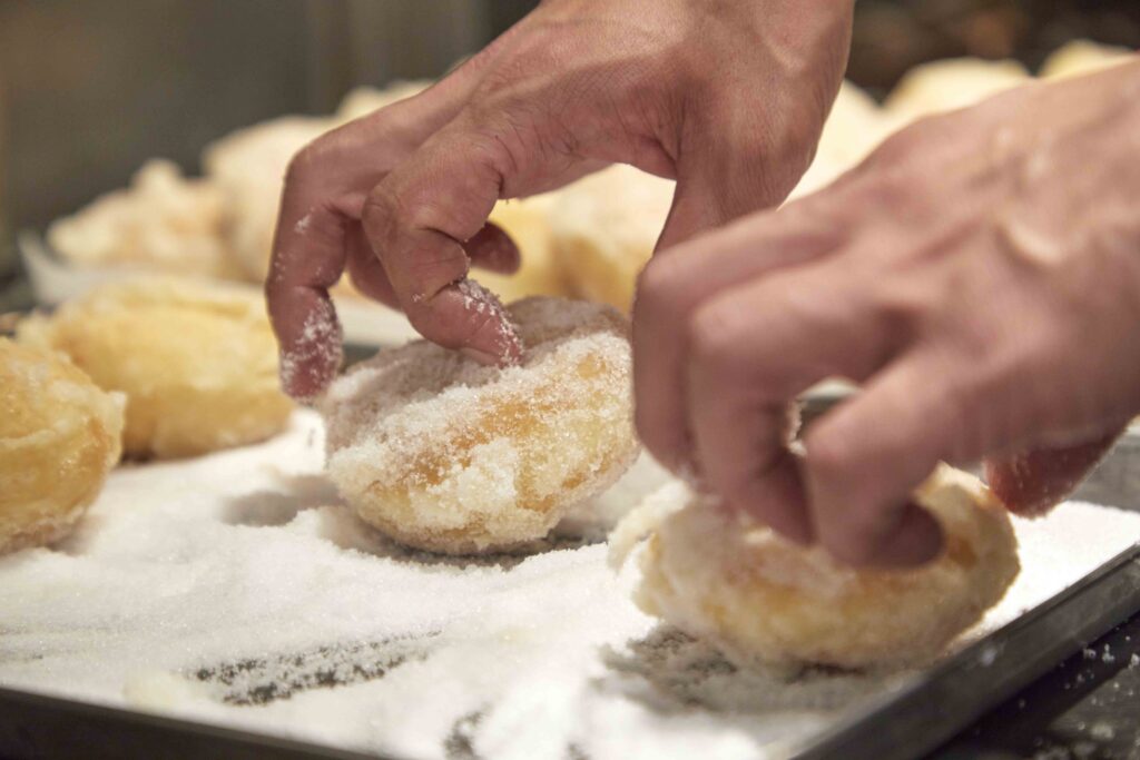 cooking donuts